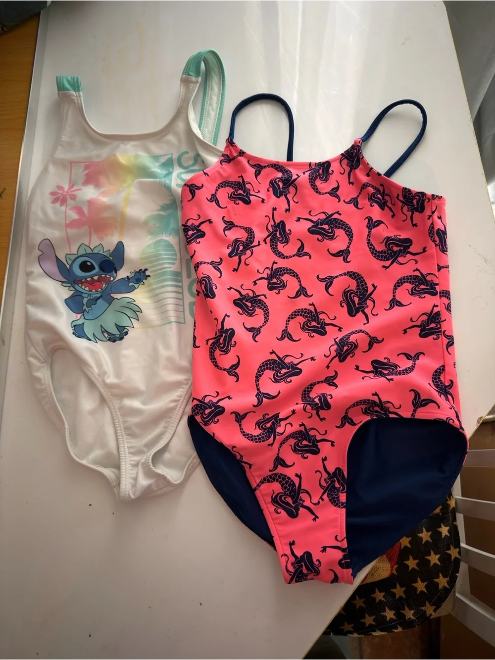 Girls bathing suit Duo ( reversible mermaid, and adorable lilo and stitch